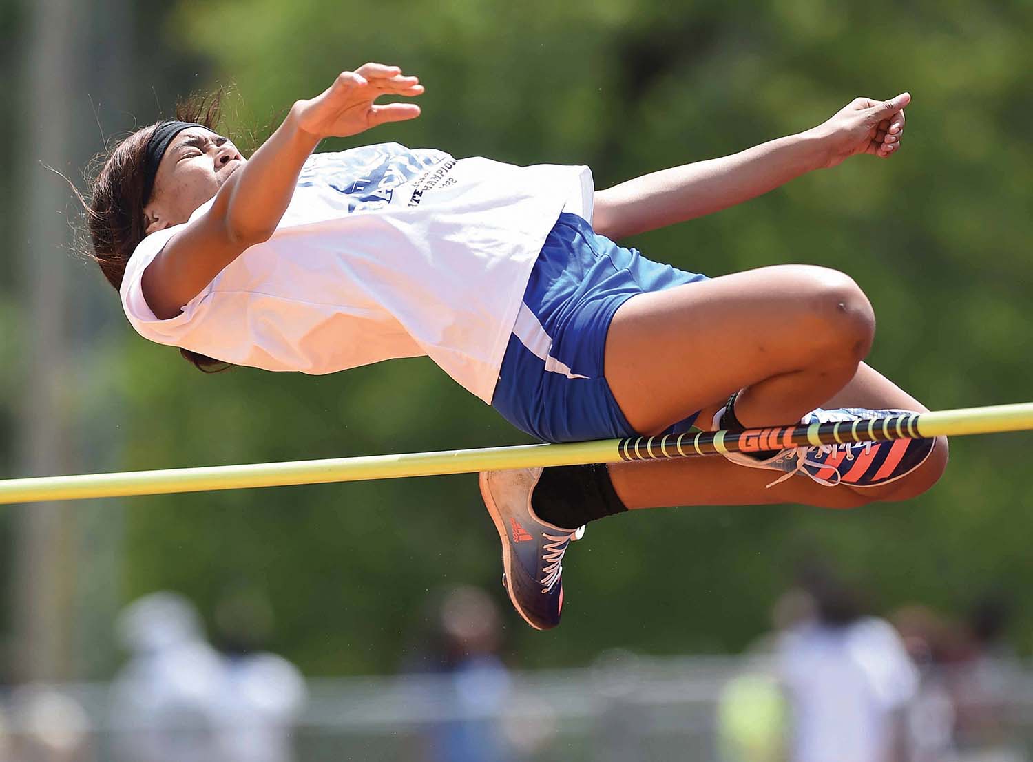 Newton High School's Mariana Thames competes in the high jump at the MHSAA State Track & Field Championships for Class 2A, on Friday, April 29, 2022, at Pearl High School in Pearl, Miss.
