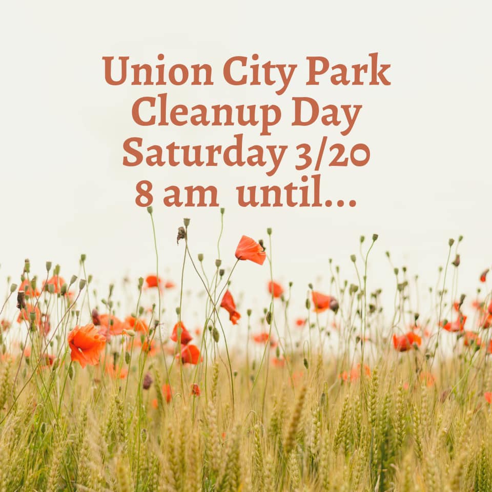 VOLUNTEERS NEEDED! We are having a cleanup day at Union City Park this Saturday beginning at 8am. If you are willing and able to help, please show up at 8am, and let us know you’re coming by commenting on this post. Thanks in advance for helping your town! Please share on your personal pages and tag your friends!