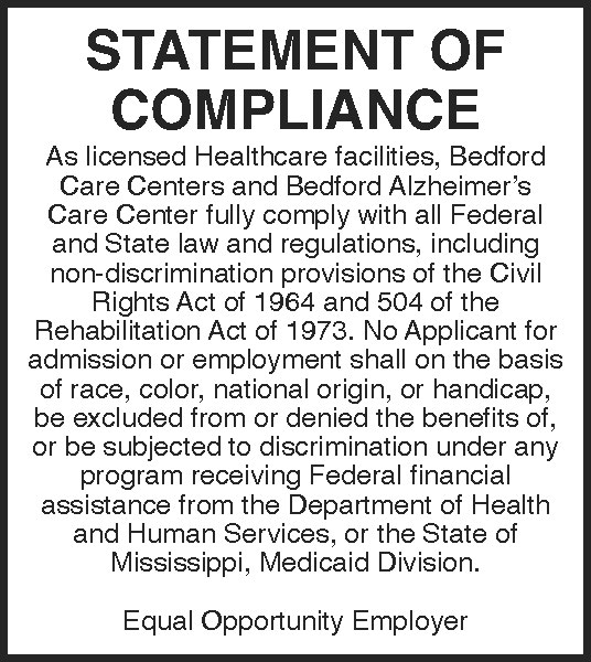 Bedford Care Statement of Compliance