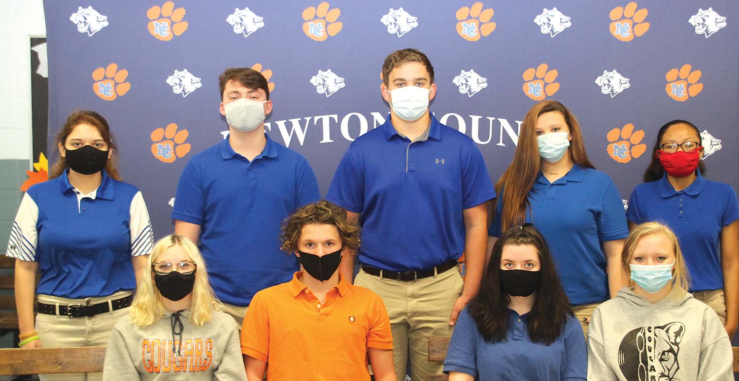 This year’s AEST Completers at Newton County Career and Technical Center are front row from left:  Lela Jones, Connor Gilbert, Grace Myatt and Abigale Evans; back row from left:  Angela Aguilar, Zacharee Heidelberg, Drew Stevens, Savannah Martinez and Marieli Quijano. Submitted photo