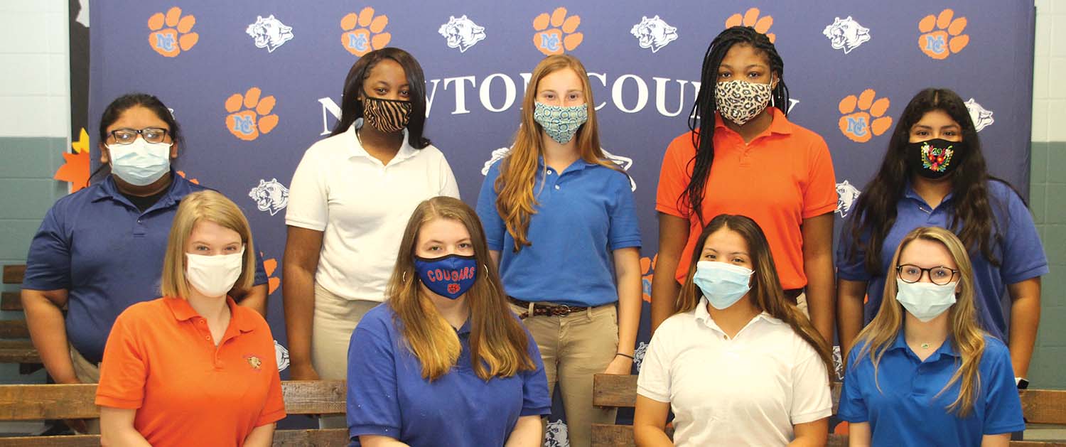 The 2021 Early Childhood Completers at Newton County Career and Technical Center include front row from left:  Erin Hamilton, Taylor Garvin, Christaysia Denson and Mary Gail Rogers; back row from left:  Bethanie Willis, Jayvis Craft, Marilyn Tullos, Cortney Shelwood and Marilyn Marin-Martinez.  Submitted photo