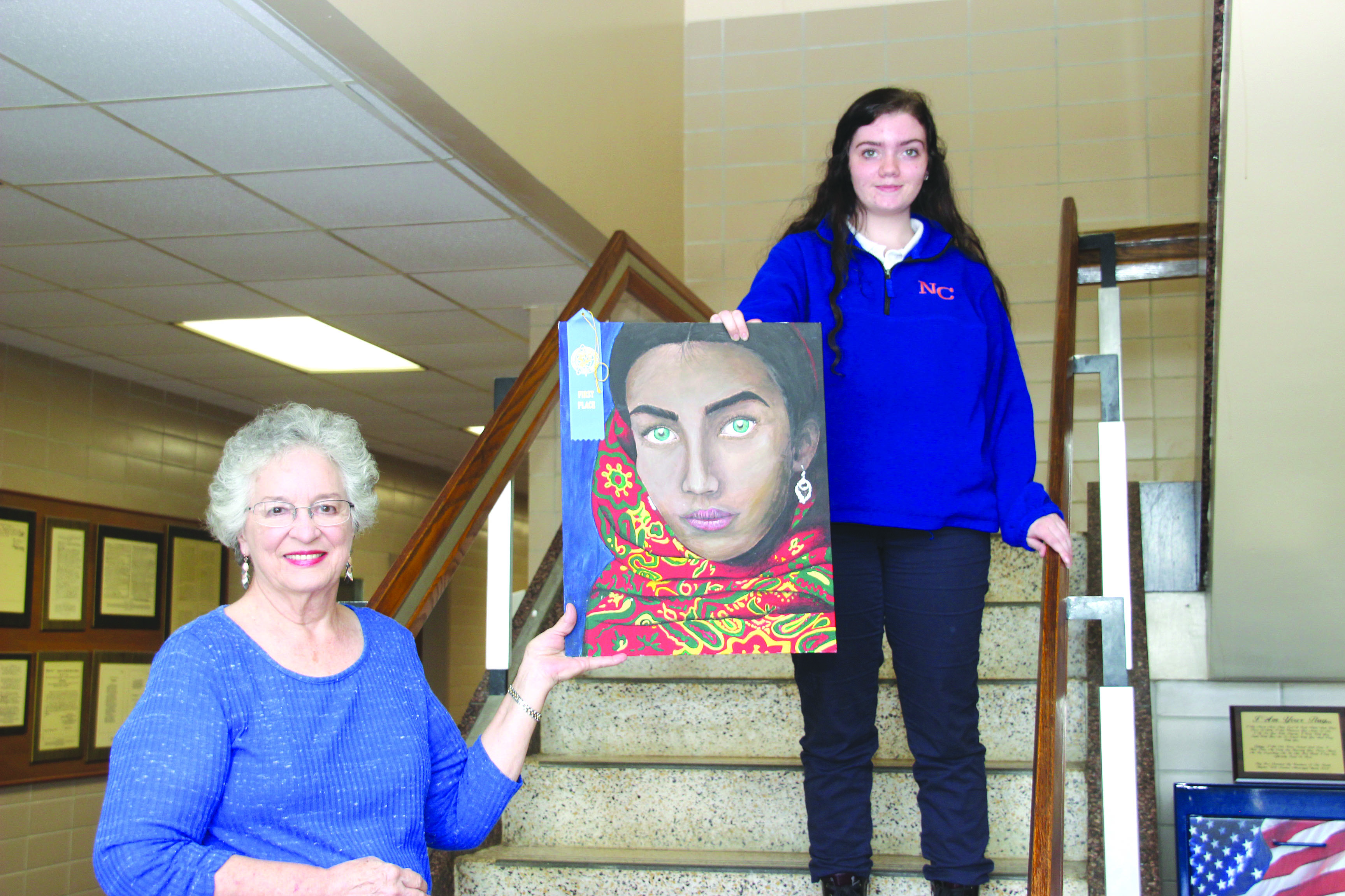 Newton County High School senior TAG Club member, Hayley Loper, won first place at the GFWC-MFWC State Art Competition 2020 this spring in the youth art, Class C-Division V high school category. Felicia Smith, the Decatur Women’s Progressive Club (DWPC) 2019-2020 art chairman, presented Loper  with a monetary gift on behalf of the DWPC as well as her award winning piece and ribbon recently.