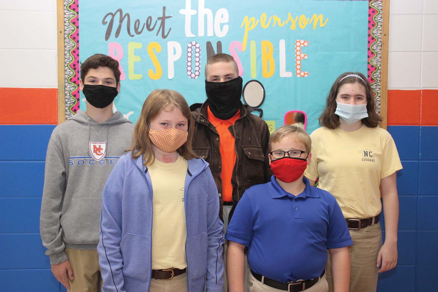 These Newton County Middle School Beta Club students placed among competitors during the Virtual State Beta Convention front row from left: Kara Dean, fourth place-Science Division; and Patrick Bounds, third place-Social Studies Division; back row from left: Seth Gipson, second place-Math Division; Gabe Willis, first place-Science Division; and Anna Boudreaux, second place, Language Arts Division. Submitted photo