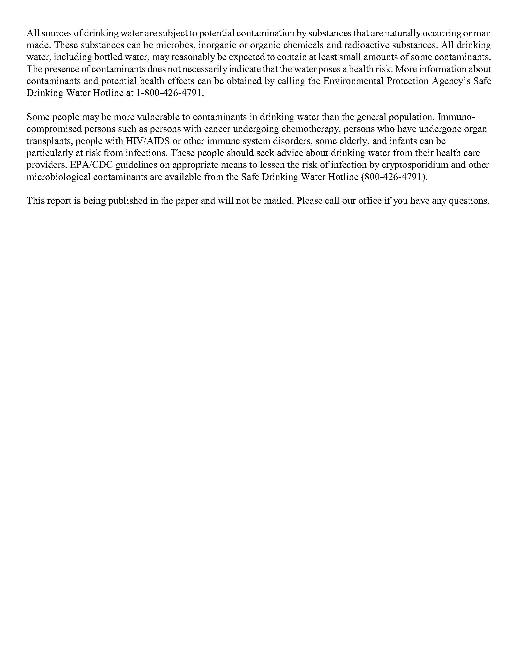 Newton City Water Report