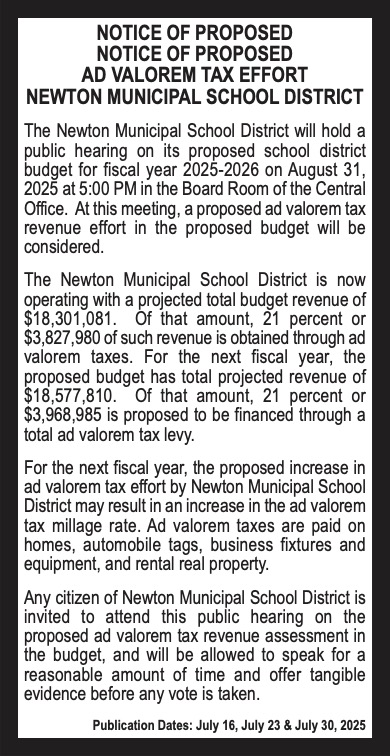 NEWTON MUNICIPAL AD VALOREM