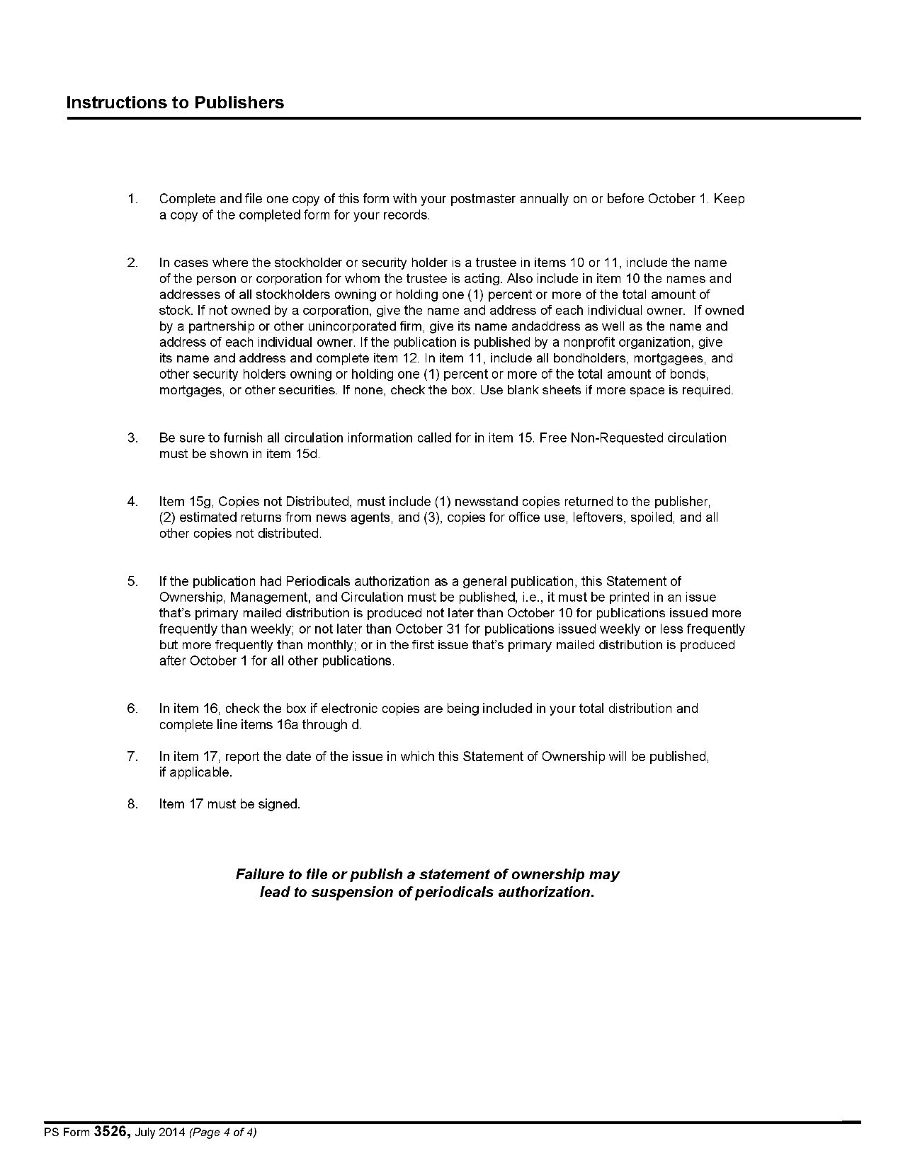 STATEMENT OF OWNERSHIP