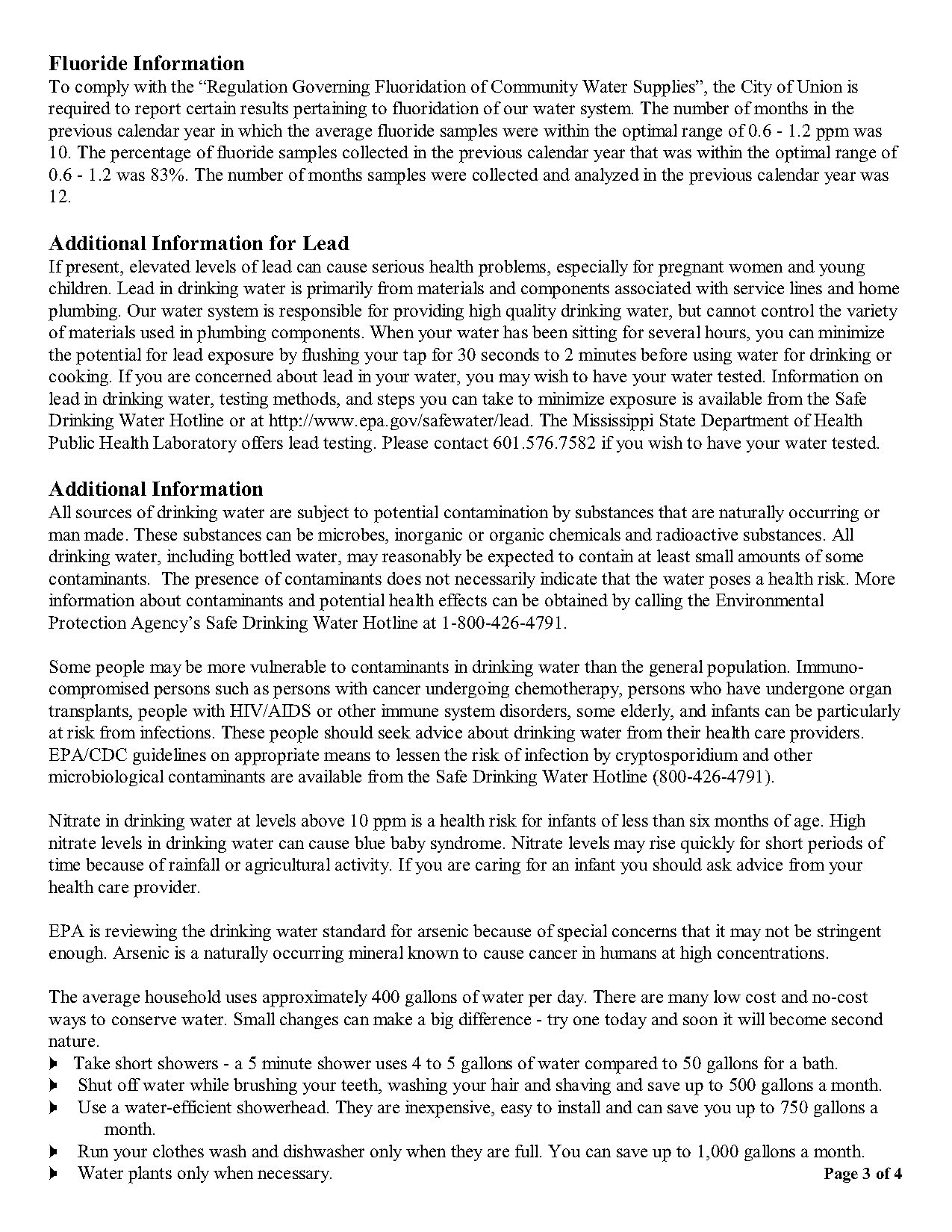 UNION WATER REPORT 3