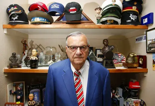 Former Maricopa County Sheriff Joe Arpaio poses for a photo on July 22, 2020, in Fountain Hills, Ariz. Arpaio, the 90-year-old former Arizona sheriff who was a once powerful figure in Republican politics, was defeated Wednesday, Aug. 10, 2022, in a race for mayor of the affluent suburb where he has lived for more than two decades. (AP Photo/Ross D. Franklin, File)
