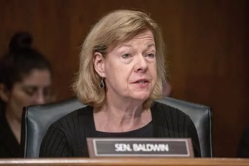 Sen. Tammy Baldwin, D-Wis., speaks during a Senate Health, Education, Labor and Pensions confirmation hearing for Julie Su to be the Labor Secretary, on Capitol Hill, Thursday, April 20, 2023, in Washington. (AP Photo/Alex Brandon, File)