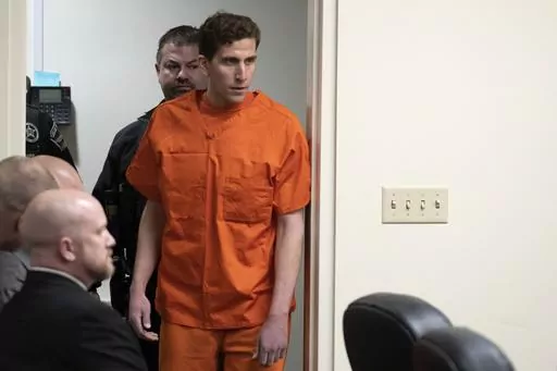 Bryan Kohberger, who is accused of killing four University of Idaho students in Nov. 2022, appears at a hearing in Latah County District Court, on Jan. 5, 2023, in Moscow, Idaho. An Idaho judge has denied a request from more than two dozen news organizations to lift a gag order in the criminal case of a man accused of stabbing four University of Idaho students to death. The judge did, however, significantly narrow the gag order in response to the news organizations’ concerns. (AP Photo/Ted S. 
