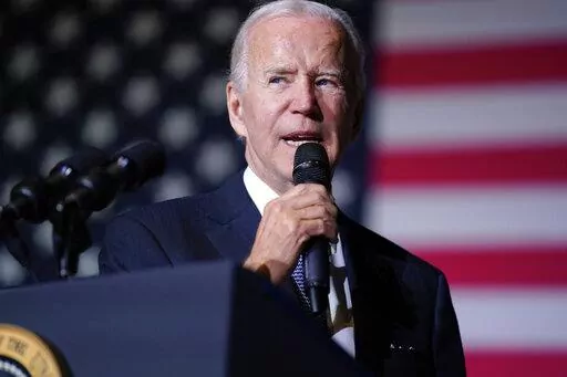 President Joe Biden speaks about student loan debt relief at Delaware State University, Friday, Oct. 21, 2022, in Dover, Del. A U.S. judge in Texas on Thursday, Nov. 9, 2022, blocked Biden's plan to provide millions of borrowers with up to $20,000 apiece in federal student-loan forgiveness. (AP Photo/Evan Vucci)