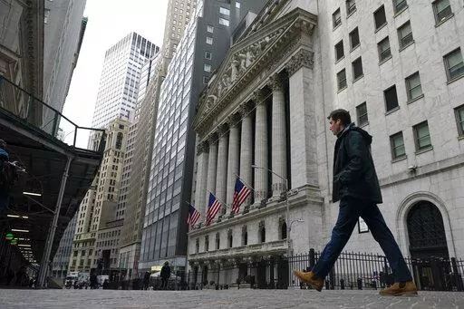 The New York Stock Exchange is seen in New York, Thursday, Feb. 24, 2022.  Stocks have been shaky this year, with the S&P 500 at one point dropping more than 10% from its record, mostly because of inflation worries.  (AP Photo/Seth Wenig)