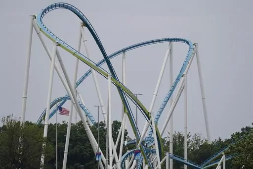 The Fury 325 roller coaster at Carowinds amusement park is seen on Monday, July 3, 2023, in Charlotte, N.C. (AP Photo/Erik Verduzco)