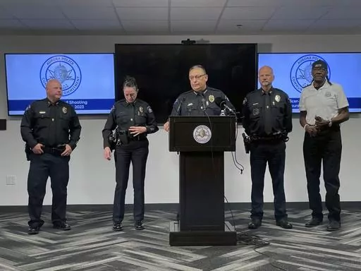 Aurora Interim Chief of Police Art Acevedo speaks during a press conference, Friday, June 9, 2023 in Aurora, Colo. Aurora Police planned to release body camera footage showing an officer fatally shooting a 14-year-old Black boy they say was armed with a pellet gun. (Grace Smith/The Denver Post via AP)