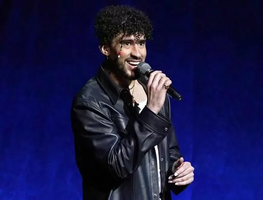 Bad Bunny speaks at the Sony Pictures Entertainment presentation at CinemaCon 2022 in Las Vegas on April 25, 2022. The global music industry surpassed one trillion streams in a calendar year, Luminate's 2023 Midyear Report has found. Global streams are also up 30.8 percent from last year, reflective of an increasingly international music marketplace. (AP Photo/Chris Pizzello, File)