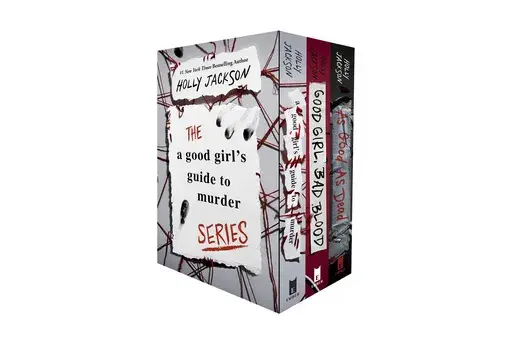 This image released by Delacorte Press shows the box set for Holly Jackson's series "A Good Girl's Guide to Murder." (Delacorte Press via AP)