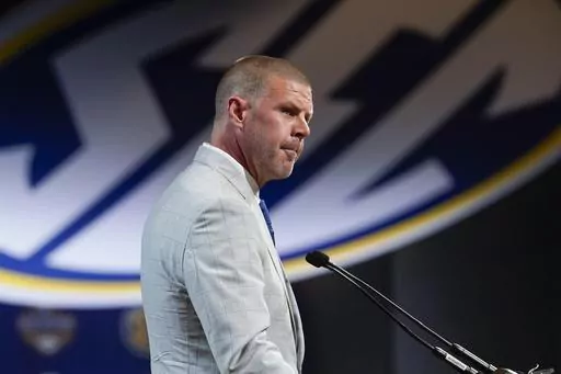 Florida head coach Billy Napier speaks during NCAA college football Southeastern Conference Media Days, Wednesday, July 19, 2023, in Nashville, Tenn. (AP Photo/George Walker IV)