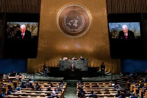 Palestinian President Mahmoud Abbas addresses the 77th session of the United Nations General Assembly on Sept. 23, 2022, at the U.N. headquarters. The U.N. General Assembly is expected to vote Friday, May 10, 2024, on a resolution that would grant new “rights and privileges” to Palestine and call on the Security Council to favorably reconsider its request to become the 194th member of the United Nations. (AP Photo/Julia Nikhinson, File)