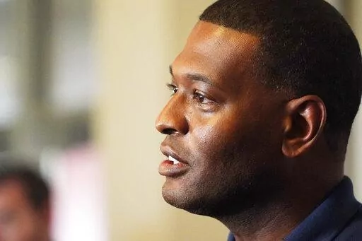 Environmental Protection Agency Administrator Michael S. Regan discusses elements of a coordinated response of federal, state and city agencies, that he hopes will help deal with the city's long-standing water problems, during a Wednesday news briefing, Sept. 7, 2022, in Jackson, Miss. Regan returned to Jackson on Sept. 26, 2022, to meet with officials about developing a plan to fix the city’s troubled water system. (AP Photo/Rogelio V. Solis, File)