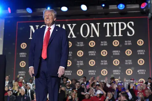 President Donald Trump arrives to speak about the economy during an event at the Circa Resort and Casino in Las Vegas, Saturday, Jan. 25, 2025. (AP Photo/Mark Schiefelbein)