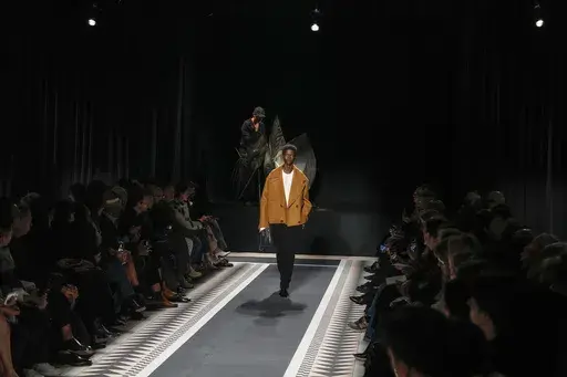 A model wears a creation for the men's Lanvin Fall-Winter 2025-2026 collection, that was presented in Paris, Sunday, Jan. 26, 2025. (AP Photo/Michel Euler)