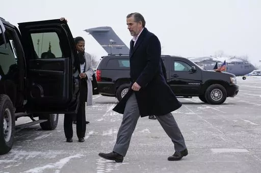 Hunter Biden, son of President Joe Biden, walks to a motorcade vehicle after stepping off Air Force One with President Biden, Feb. 4, 2023, at Hancock Field Air National Guard Base in Syracuse, N.Y. (AP Photo/Patrick Semansky, File)