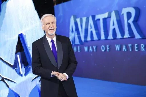Director James Cameron poses for photographers upon arrival at the World premiere of the film 'Avatar: The Way of Water' in London, Tuesday, Dec. 6, 2022. (Photo by Vianney Le Caer/Invision/AP)