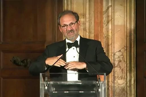 In the image from video provided by Notre Dame Law School, Supreme Court Justice Samuel Altio speaks at the Notre Dame Law School's Religious Liberty Summit in Rome, on July 21, 2022. Alito mocked foreign leaders' criticism of the Supreme Court decision he authored overturning a constitutional right to abortion, in his first public comments since last month's ruling.(Notre Dame Law School via AP)