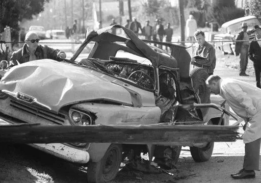 Natchez police and agents from the FBI inspect a truck in Natchez, Mississippi, Feb. 28, 1967, which exploded from a bomb blast and killed Wharlest Jackson, ex-treasurer of the local NAACP. The Natchez Museum of African American History and Culture has received a $1,450 grant to create a map highlighting the civil rights movement in Natchez. Mayor Dan Gibson said the map will help tell the full history of Natchez. Visit Natchez spokesman Roscoe Barnes III said the map is a joint project between 