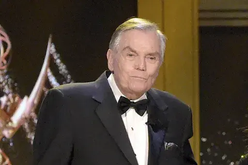 Host Peter Marshall appears at the 45th annual Daytime Emmy Awards at the Pasadena Civic Center on Sunday, April 29, 2018, in Pasadena, Calif. Marshall, who spent 16 years as host of “The Hollywood Squares,” has died at 98. (Photo by Richard Shotwell/Invision/AP, File)