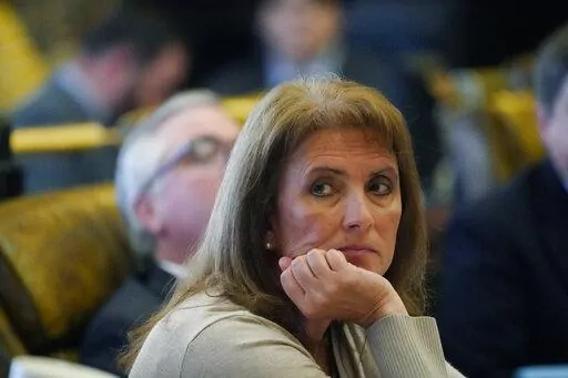 Sen. Melanie Sojourner, R-Natchez, looks at a speaker during debate on legislative redistricting at the Mississippi Capitol in Jackson, Tuesday, March 29, 2022. (AP Photo/Rogelio V. Solis)