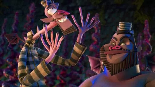 This image released by Netflix shows Wendell, voiced by Keegan-Michael Key, left and Wild, voiced by Jordan Peele in a scene from "Wendell & Wild." (Netflix via AP)