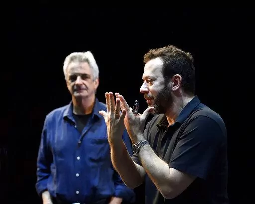 This photo provided by American Ballet Theatre shows Kevin McKenzie and Alexei Ratmansky in rehearsal for Of Love and Rage at Segerstrom Center for the Arts in 2020, in Costa Mesa, Calif. Ratmansky, one of the most acclaimed choreographers in the world, is stepping down from his perch at American Ballet Theatre, the company announced on Thursday, Dec. 22, 2022. (Gene Schiavone/American Ballet Theatre via AP)